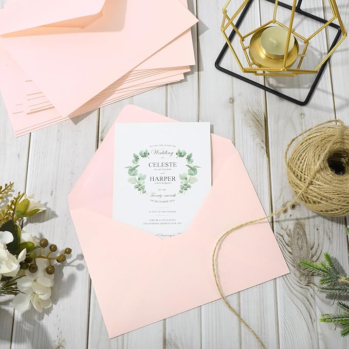 Whaline 50Pcs A7 Invitation Envelopes Set Blush Pink Greeting Card Envelopes - Image 4