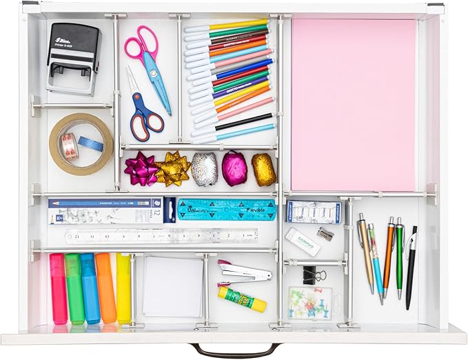 Practical Comfort FLEXIVIDER Aluminum Drawer Organizer - 9 Telescopic Dividers Set - Bronze-DeskLoop Office