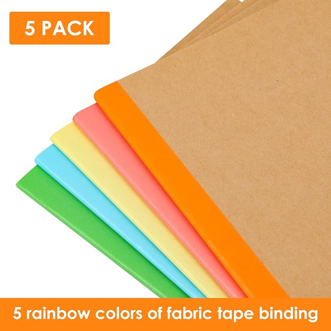 LABUK 5pcs A5 Composition Notebook Journals, Kraft Lined Notebooks Bulk - Image 4