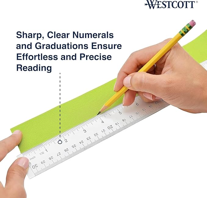 Westcott Acrylic Clear Ruler, Easy-to-Read Markings, Scratch-Resistant Design - Image 8