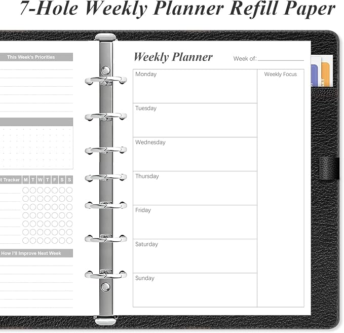 Weekly Planner Refills for 3 or 7 Ring Mini Binders - Image 3
