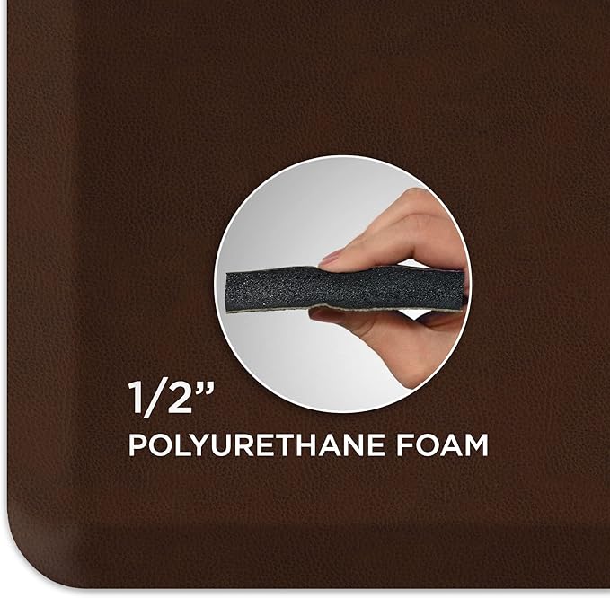 GelPro Anti Fatigue Nonslip Mat: Hard Floor Utility Mats for Garage, Patio and Kitchen - 20" x 72" x .5" - Leather Grain Truffle-DeskLoop Office