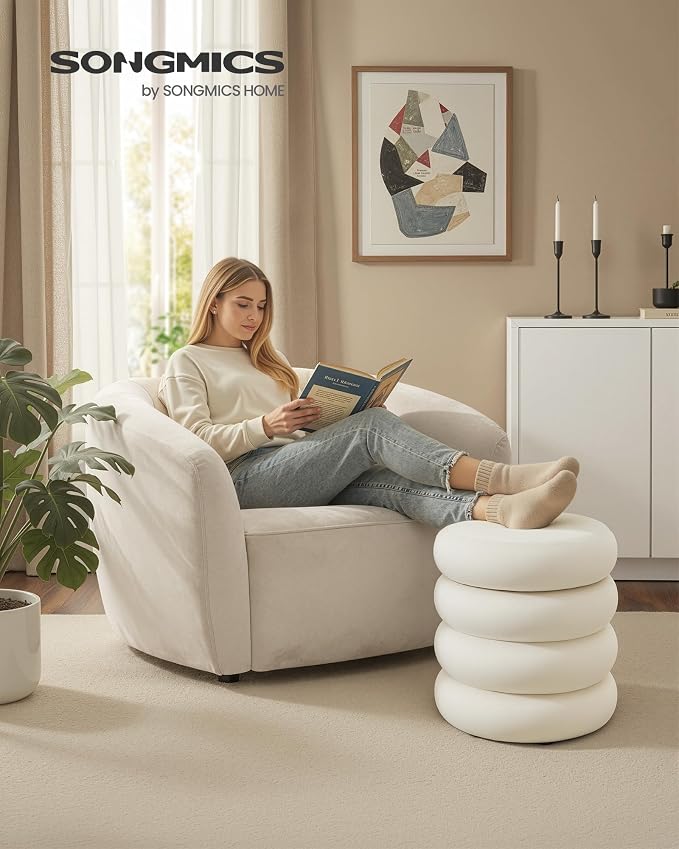 SONGMICS Vanity Stool, Round Ottoman - Image 3