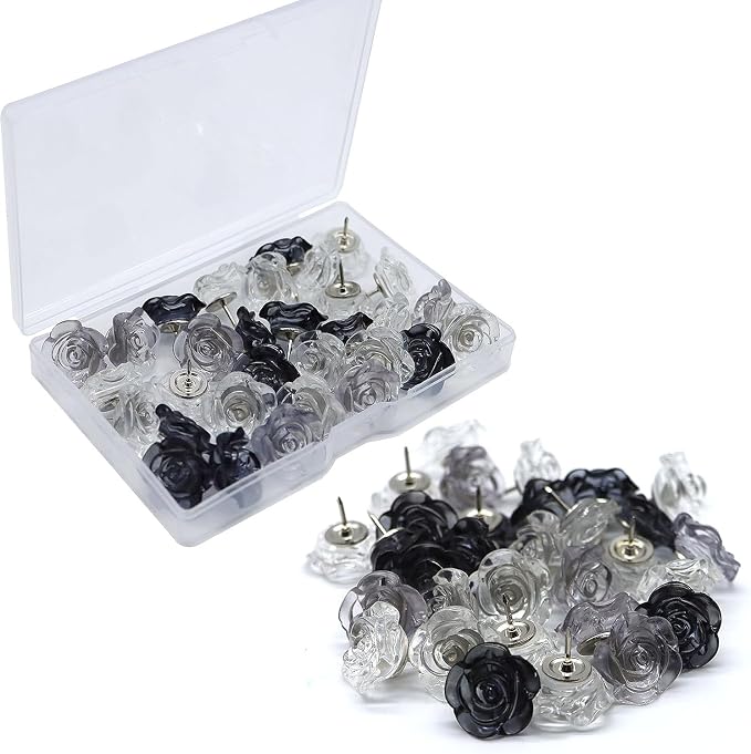 Ink Flower Push Pins 30 Pcs Cute Decorative Push Pins by Keepsweat