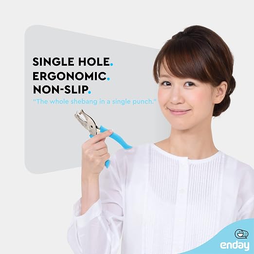 Enday Single Hole Punch – Blue 1/4" Hole Puncher Single - Image 2