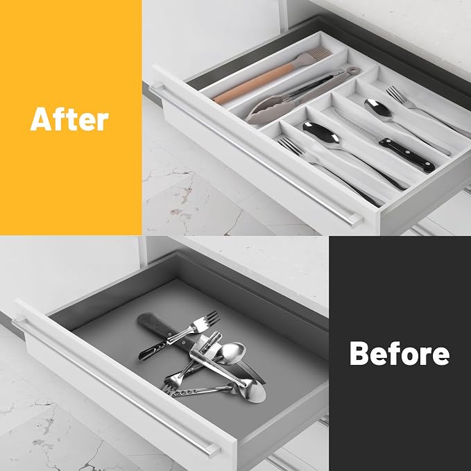 oridom Kitchen Bamboo Silverware Organizer, Kitchen Drawer Organizer - Image 2