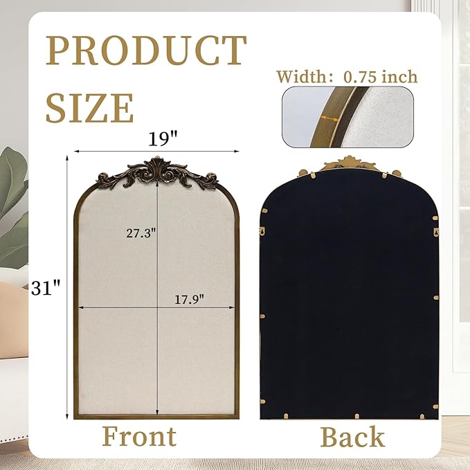 Arch Fabric Pinboard, Antique Gold Bulletin Boards 19"x31", Vintage Cork Board with Ornate Iron Frame for Wall Unique Display, Organization and Decor Options-DeskLoop Office