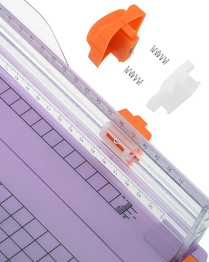 Firbon Purple A4 Paper Cutter, 12 Inch Titanium Straight Paper Trimmer with Side Ruler for Scrapbooking Craft, Paper, Coupon, Label, Cardstock-DeskLoop Office