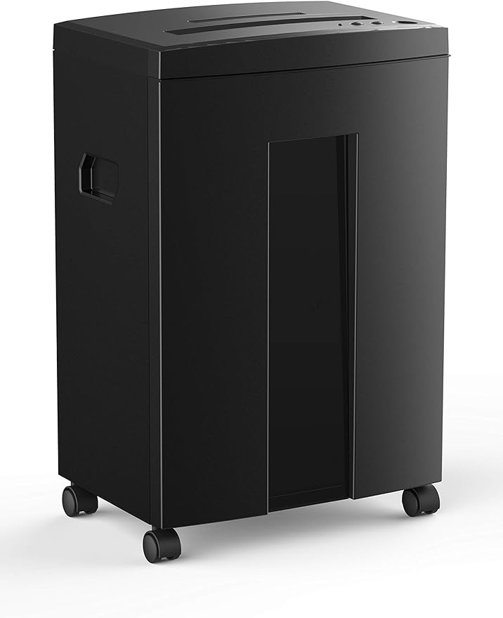 WOLVERINE 10-Sheet Super Micro Cut High Security Level P-5 Heavy Duty Paper/CD/Card Ultra Quiet Shredder for Home Office by 60 Mins Running Time and 6 Gallons Pullout Waste Bin SD9112 (Black ETL)-DeskLoop Office