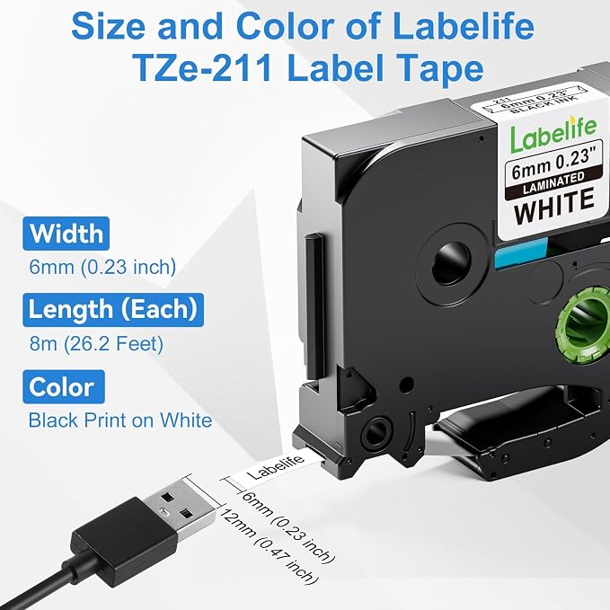 Labelife 6mm Label Tape TZe-211 Replacement - Image 2