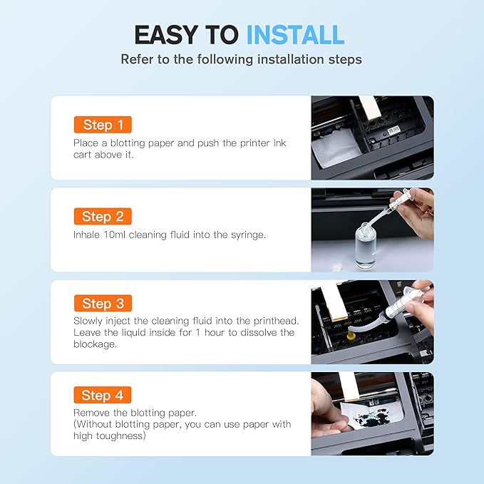 E-Z Ink Printer Cleaning Kit for Epson Ecotank Printer, Printerhead Cleaning kit for HP/Canon/Brother Inkjet Printers, Printhead Cleaning Solution, 100ML-DeskLoop Office