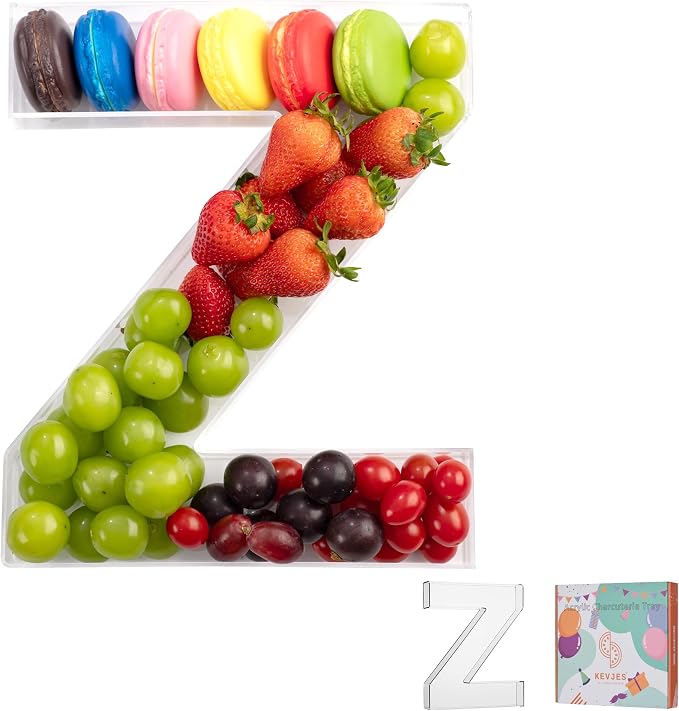 11" Clear Acrylic Letter & Number Charcuterie Tray-Reusable Fillable Alphabet by kevjes