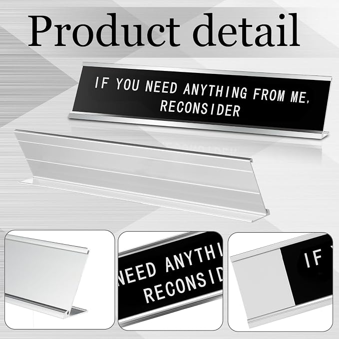 Menkxi Funny Desk Signs for Office, Novelty Nameplate Office Decor Black Desk - Image 3