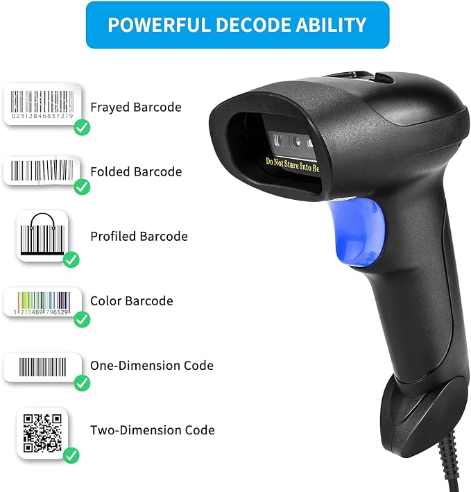 Handheld USB QR Barcode Scanner, NetumScan Wired Automatic 1D 2D Image Bar Code - Image 3