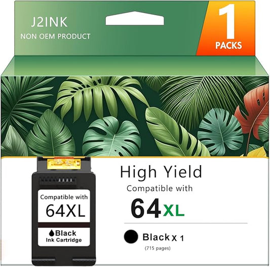 Printer Ink 64XL 64 Black 7800 Tango Ink Cartridge for HP Ink 64 XL 64XL Black Ink Cartridge for HP Printers for Envy Photo 6220 6230 6252 7120 7155 7855 7858 | Tango Tango X Tango Terra | N9J92AN-DeskLoop Office
