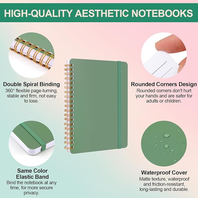 Utron 3 PCS Small Spiral Notebook 5x7, Notebooks - Image 3