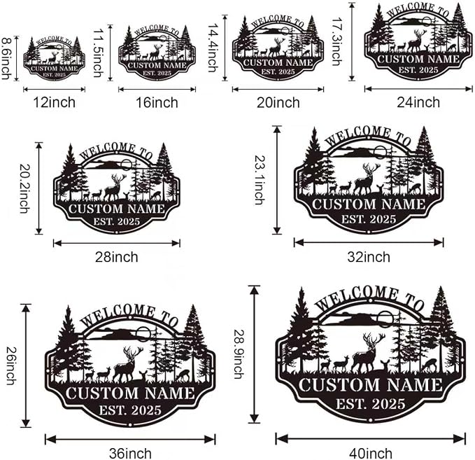 Personalized Deer Hunting Metal Cabin Sign Custom Outdoor Hunting Decor Family - Image 4