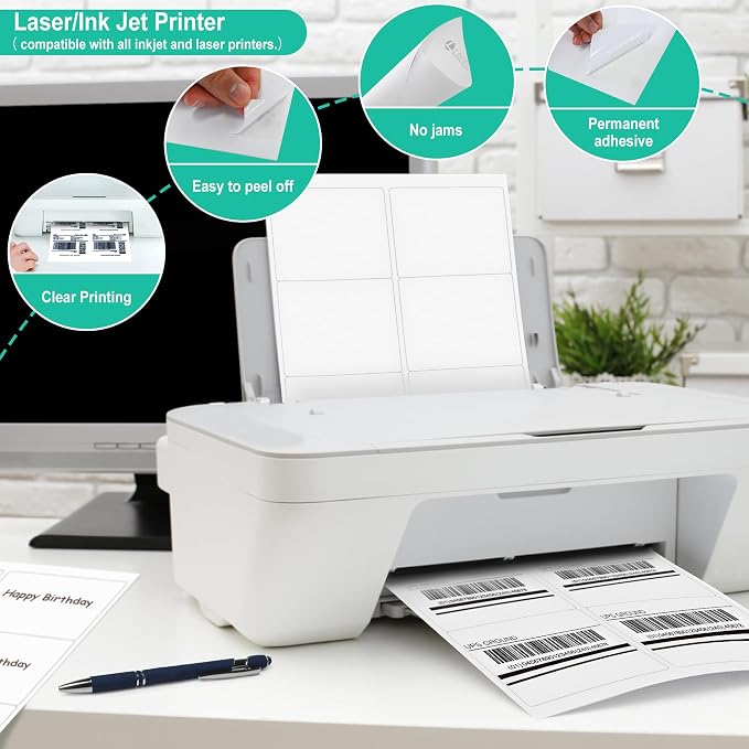 L LIKED 3-1/3" x 4" Shipping Labels 30 Sheets, Total 180 Printable White - Image 4