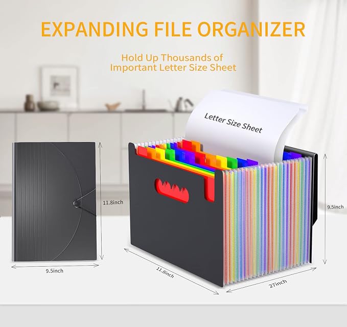 Expanding File Folders Accordion File Organizer, 24 Pockets Accordian Document - Image 6