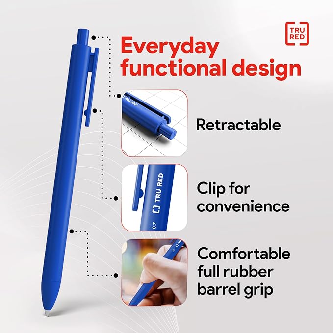 Staples TRU RED Retractable Gel Pens, Medium Point 0.7mm, 12 Pack - Image 6