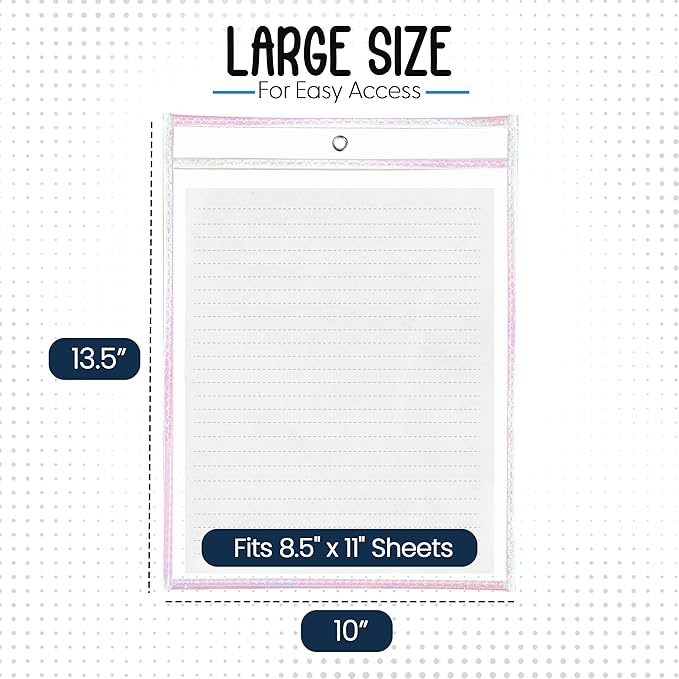 Essex Wares - 6 Pack, Water-Resistant Dry Erase Pocket Document Protectors - Image 2