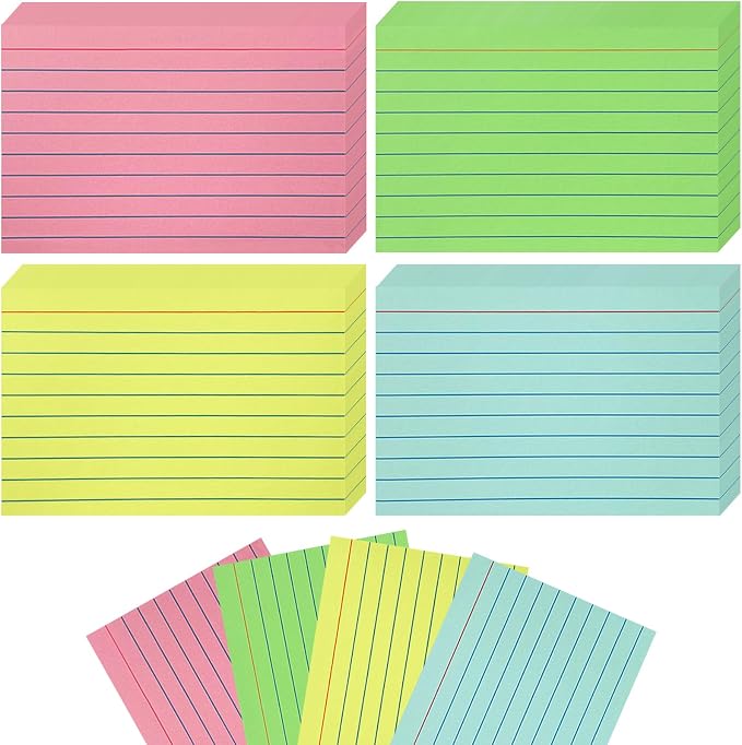 Colored Index Cards 4x6 Ruled, 160 Sheets Flash Cards by Unknown