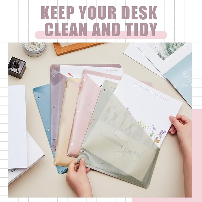 Maitys 50 Pack Binder Pockets 3 Hole Punch Clear Plastic Document Folders - Image 5