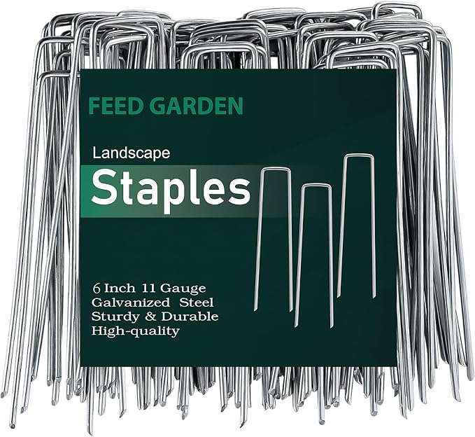 FEED GARDEN 6 Inch 200 Pack Galvanized Landscape Staples 11 Gauge Anti-Rust by FEEDGARDEN