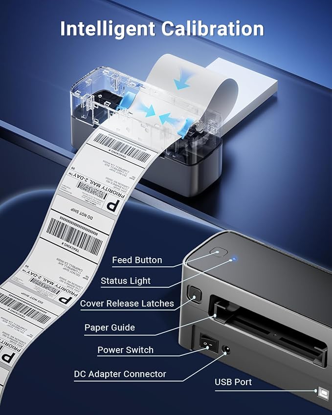 Bluetooth Thermal Shipping Label Printer 4x6, Wireless Shipping Label Printer for Small Business, Desktop Label Printers for Shipping Packages, Compatible with Amazon, Ebay, Shopify, Etsy, USPS-DeskLoop Office