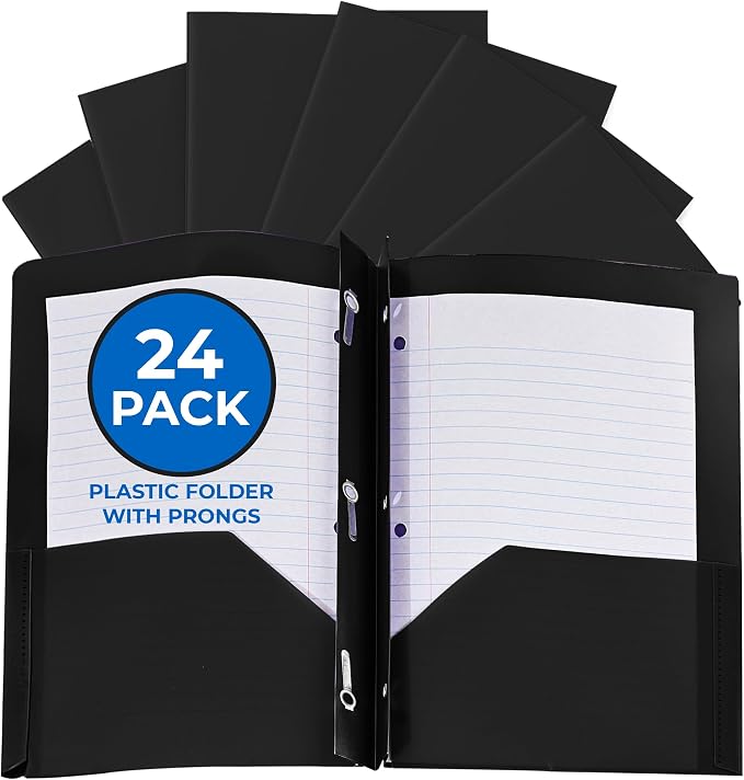 24 Pack Black Plastic Folders by EPI