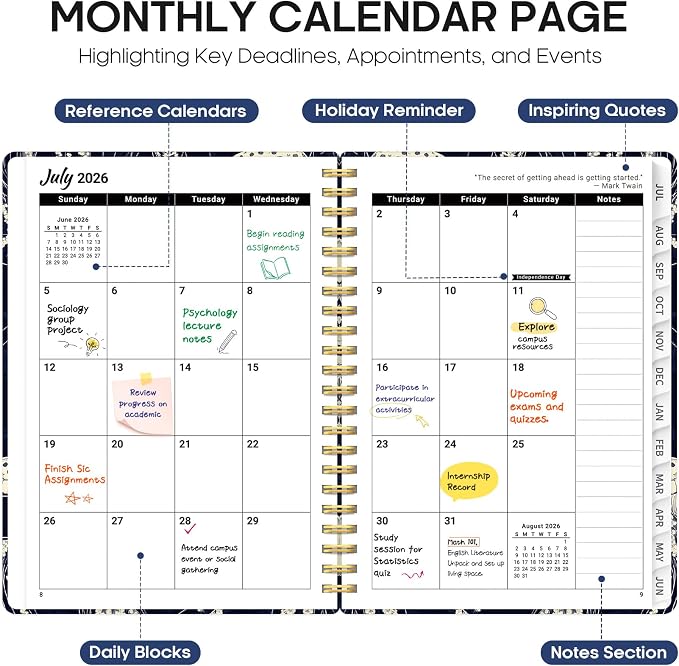 Planner 2026-2027, Academic Year Weekly and Monthly Calender Planner, from Jul - Image 2