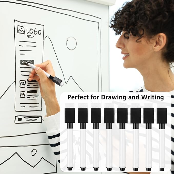 Beieverluck 200 Pieces Black Magnetic Dry Erase Marker - Image 6