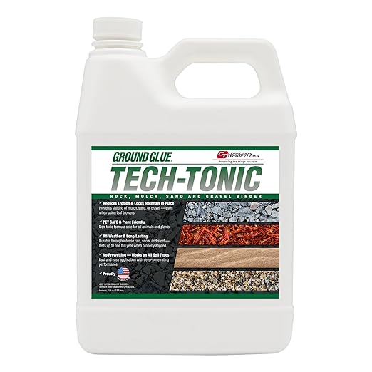 Ground Glue Tech-Tonic Landscape Adhesive for Rock, Mulch, and Sand, Weatherproof Long-Lasting Stabilizer for Trails & Slopes, Pet-Safe Binder for Pea Gravel, Bark & Flower Beds, 32 Fl. Oz.-DeskLoop Office