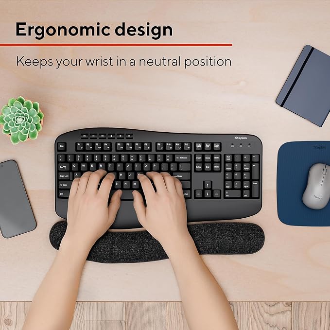 STAPLES Beaded Keyboard Wrist Rest, Ergonomic Non‑Slip Support Cushion - Image 2