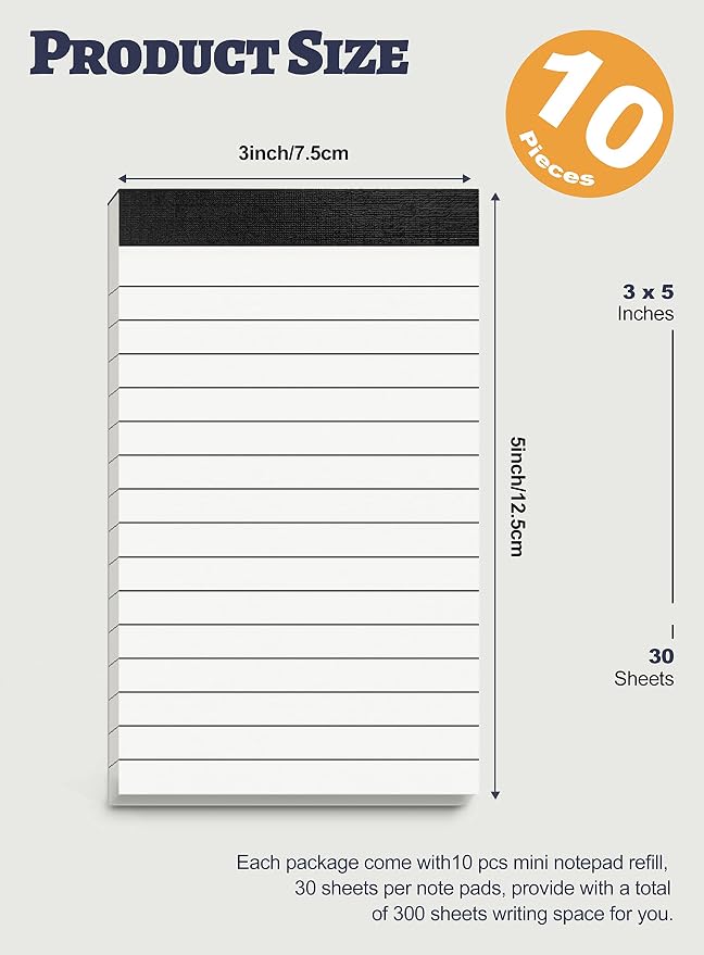 10 Pack Small Note Pads 3x5 Lined Writing Pads Mini Notepads Small Pads of - Image 2