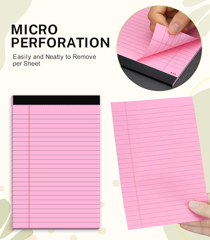 Small Legal Pads 5x8 Colored, 6 Pack Note Pads 5x8, Perforated Pink Legal Pad - Image 5