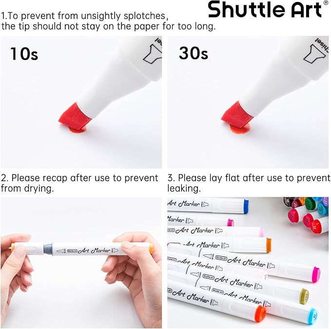 Shuttle Art Alcohol Markers Brush tip, Dual Tip Brush & Chisel Tip Art Marker Set, 50 Colors plus 1 Blender Permanent Marker Pens with Case Perfect for Illustration Students Adults Coloring-DeskLoop Office