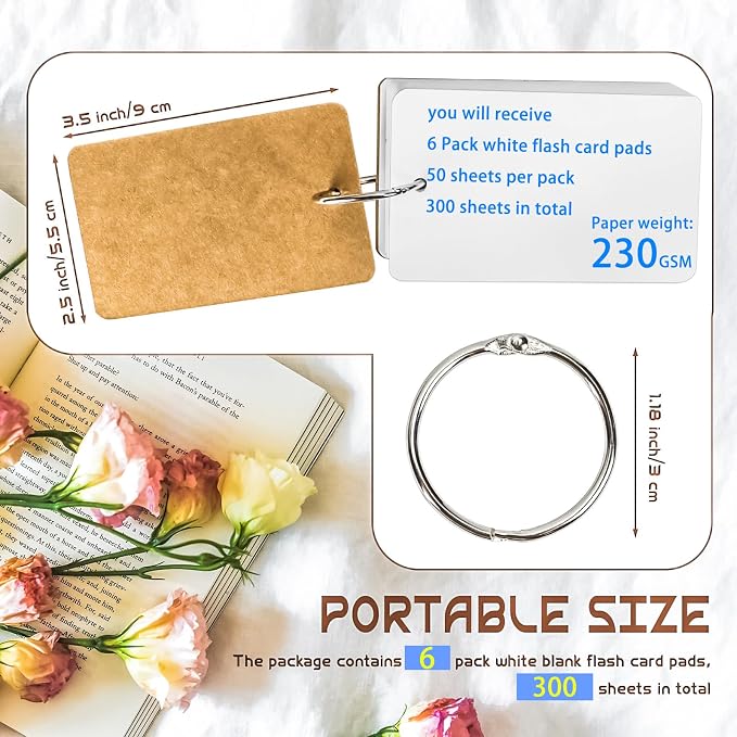 300 Pcs Flash Cards 2x3 Inch Index Cards - Image 2