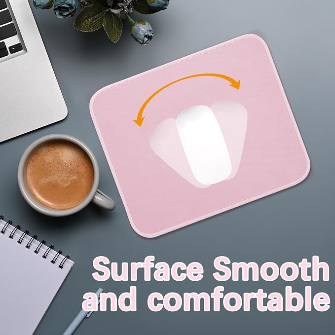 2 PCS Pink Mouse pad Bulk with Stitched Edge, 10.2x8.3inches 3mm Thickness - Image 5