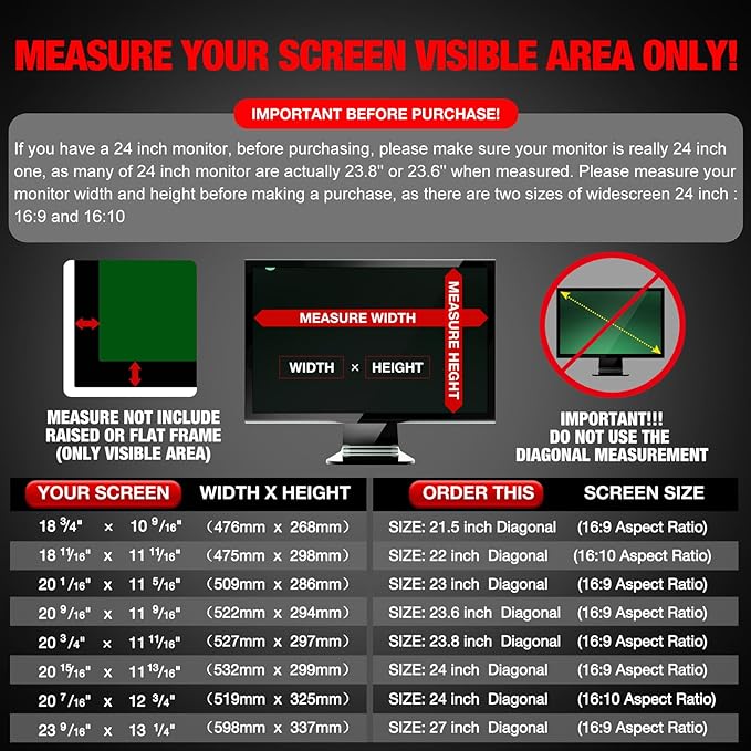 Computer Privacy Screen Filter for 23.6 Inch 16:9 Widescreen Monitor, - Image 2