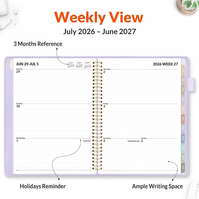 SUNEE 2026-2027 Weekly & Monthly Planner 9"x11.2" - Image 3