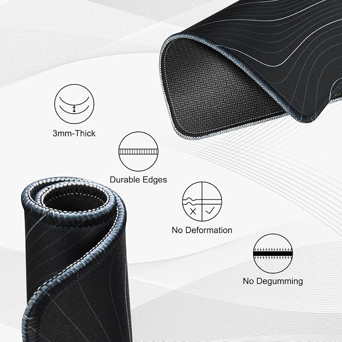 JIKIOU 3 Pack Mouse Pad with Stitched Edge, Portable Size-10.2x8.3in Contour | - Image 4