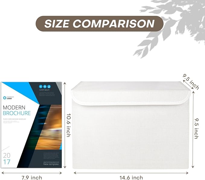 Large 22 Quart Linen Fabric Foldable Storage Bin Cube Organizer Basket with Flip-Top Lid & Handles, Clothes Blanket Box for Home, Office, Closet, White, 4 Pack 14.6 x 9.5 x 9.5”-DeskLoop Office