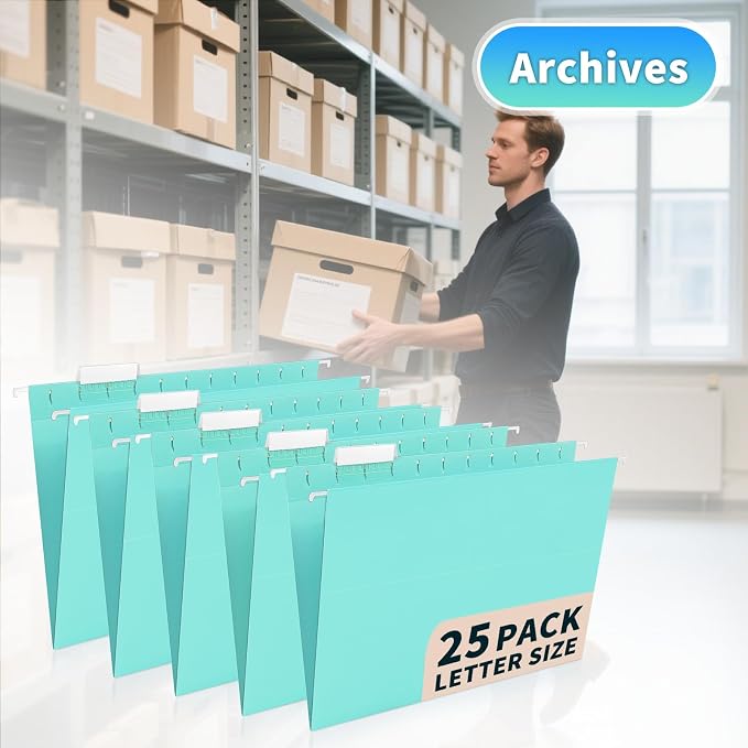 25-Pack Hanging File Folders, Letter Size, Includes 35 Transparent Label Cards - Image 8