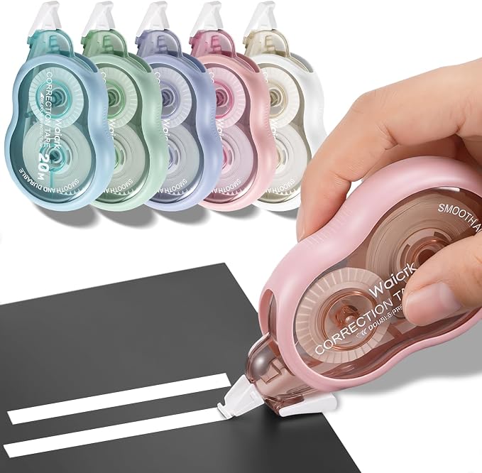 Correction Tape with Dispenser, Tear-Resistant, Easy-to-Use Applicator by Waicrk