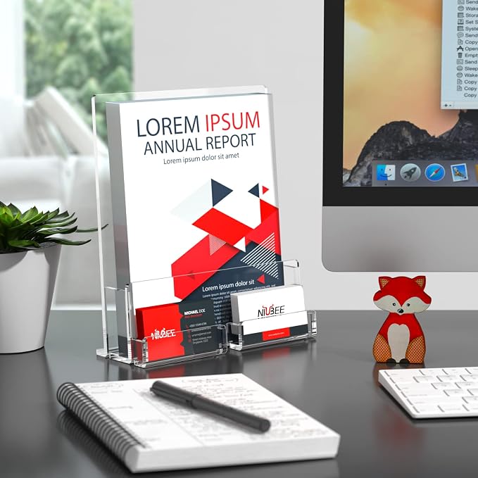 NIUBEE 2-Pack Acrylic Brochure Holder 8.5*11 inches, Plastic Flyer Display Stand - Image 7