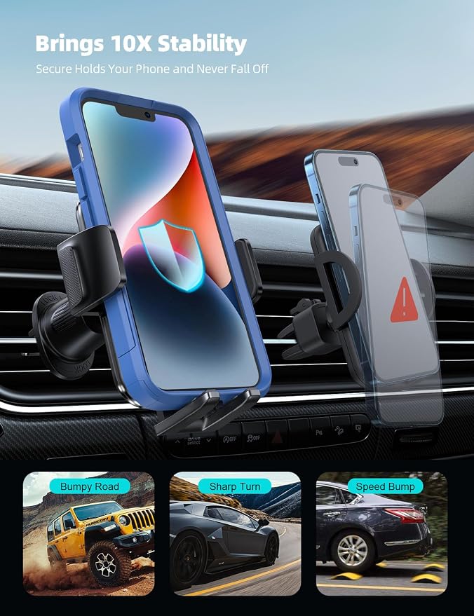 Lamicall 2026 Wider Clamp & Metal Hook Car Phone Holder Vent Phone Holders - Image 3