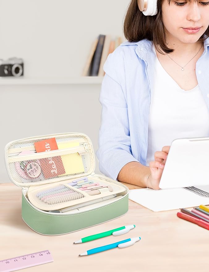 SUNEE Cute Pencil Case, Aesthetic Pen Pouch, Colored Large Pencil Bag - Image 7