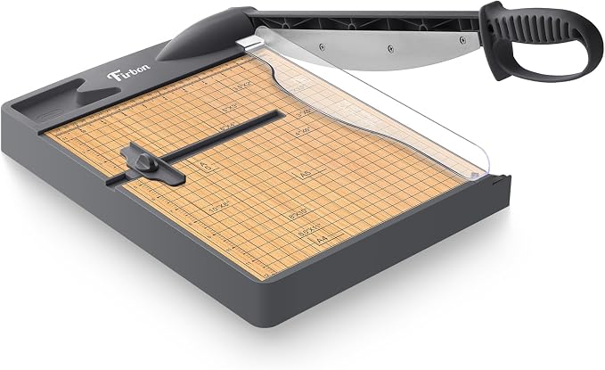 Firbon 12-Inch Wood Base Guillotine Paper Cutter, Heavy Duty 30-Sheet Capacity by Firbon