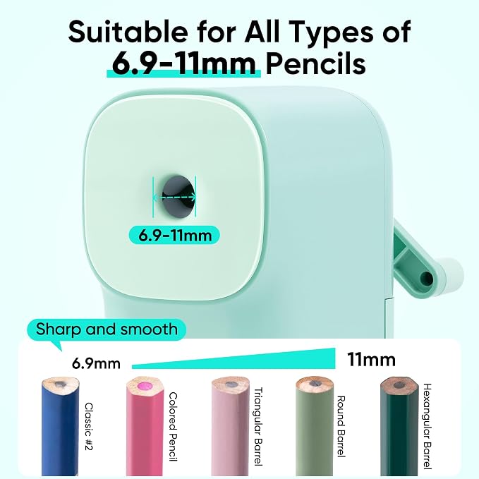 Deli Manual Pencil Sharpener for Classroom, 6.9-11mm No.2 /Colored Pencils - Image 2